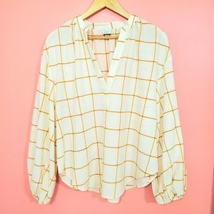 NWOT Lightweight & Flowy Puff Long Sleeve Gingham Blouse